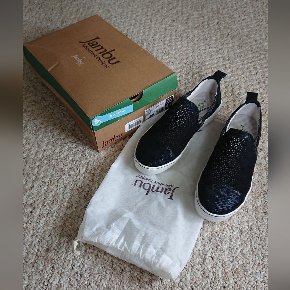 JAMBU ERIN black kid suede cow leather shoes size 6.5M